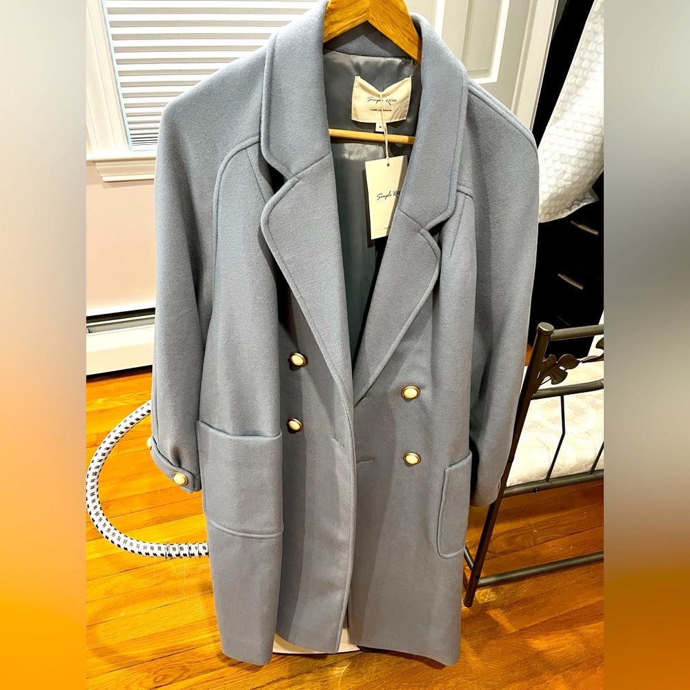 Brand new blue wool coat